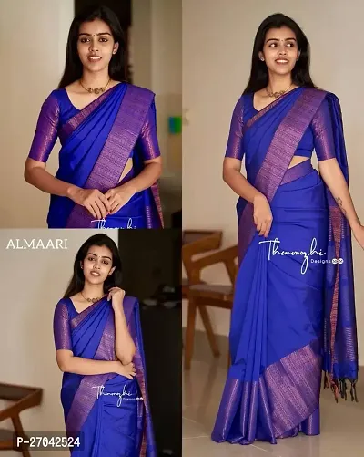 Sttylish Women Silk Blend Saree with Blouse Piece-thumb3