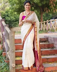Sttylish Women Silk Blend Saree with Blouse Piece-thumb1