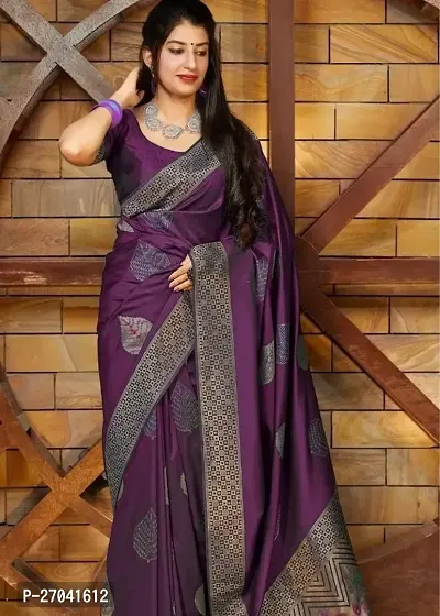 Sttylish Women Banarasi Silk Saree with Blouse Piece-thumb0