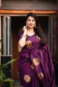 Stylish Art Silk Purple Saree with Blouse piece For Women-thumb1