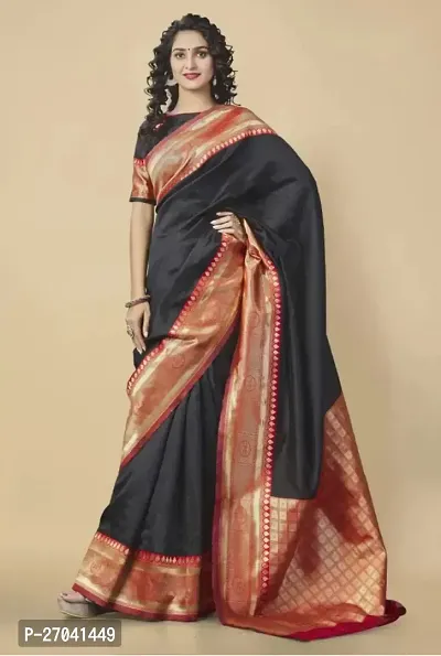 Sttylish Women Banarasi Silk Saree with Blouse Piece-thumb0