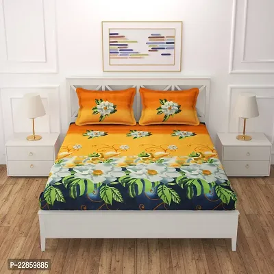 Comfortable Cotton Printed Double 1 Bedsheet + 2 Pillowcovers-thumb0
