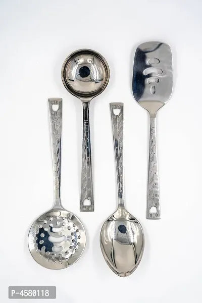 Premium Steel Silver Serving Spoons ( Set Of 4 Pieces )