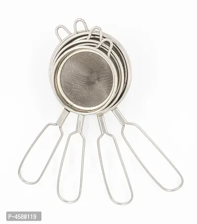 Premium Steel Silver Conical Strainers Combo of 1,2,3,4-thumb0