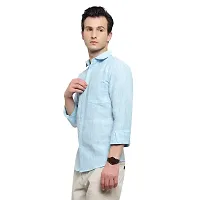 Latest Chikan Men's Textured Regular Fit Full Sleeve Cotton Casual/Formal Shirt (X-Large, Light Blue)-thumb4