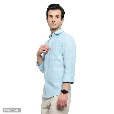 Latest Chikan Men's Textured Regular Fit Full Sleeve Cotton Casual/Formal Shirt (X-Large, Light Blue)-thumb5