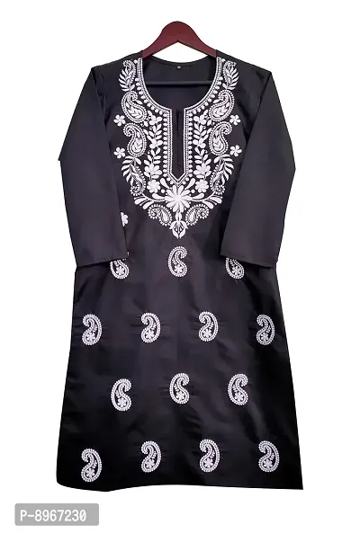 Latest Chikan Women's Lucknowi Chikan Embroidered Regular Fit Cotton Kurti Kurta