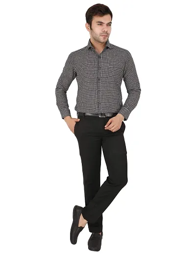 Latest Chikan Men's Checked Regular Fit Full Sleeve Cotton Formal Shirt