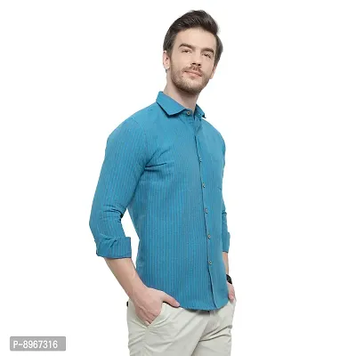 Latest Chikan Men's Striped Regular Fit Full Sleeve Cotton Casual Shirt-thumb5