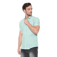 Latest Chikan Men's Cotton Textured Half Sleeves Shirt, Green, 2XL-thumb1