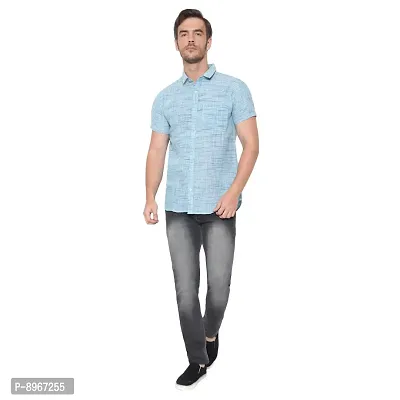 Latest Chikan Men's Cotton Textured Half Sleeves Shirt-thumb3