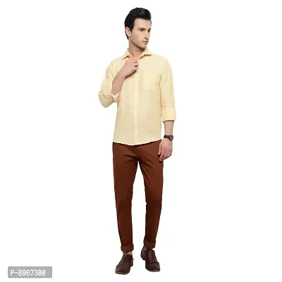 Latest Chikan Men's Solid Regular Fit Full Sleeve Cotton Casual/Formal Shirt-thumb5