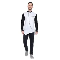 Latest Chikan Men's Cotton Slim Fit Paipin Design Contrast Sleeves Shirt - Casual Wear(LC_A-2_Caprure-W-38) White-thumb2