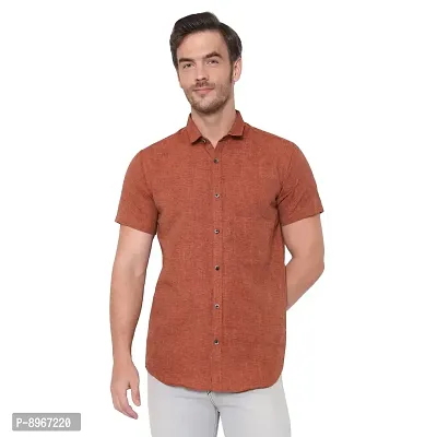 Latest Chikan Men's Cotton Textured Half Sleeves Shirt-thumb0