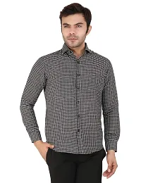Latest Chikan Men's Checked Regular Fit Full Sleeve Cotton Formal Shirt-thumb1