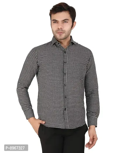 Latest Chikan Men's Checked Regular Fit Full Sleeve Cotton Formal Shirt-thumb2