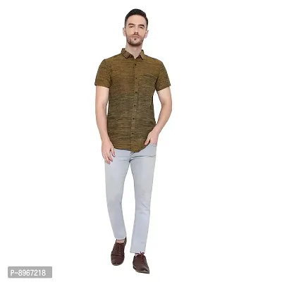 Latest Chikan Men's Cotton Self Design Half Sleeves Shirt-thumb3