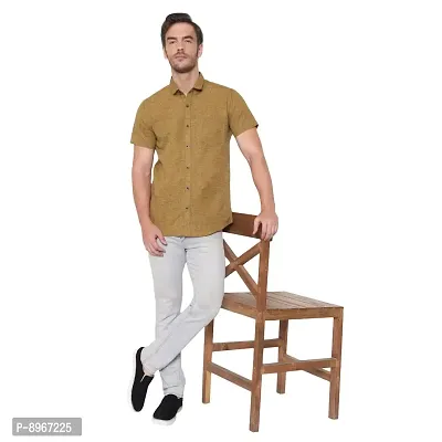 Latest Chikan Men's Cotton Textured Half Sleeves Shirt-thumb3