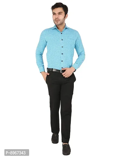 Latest Chikan Men's Checked Regular Fit Full Sleeve Cotton Formal Shirt-thumb0