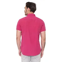 Latest Chikan Men's Cotton Striped Half Sleeves Shirt (Medium, Pink)-thumb3