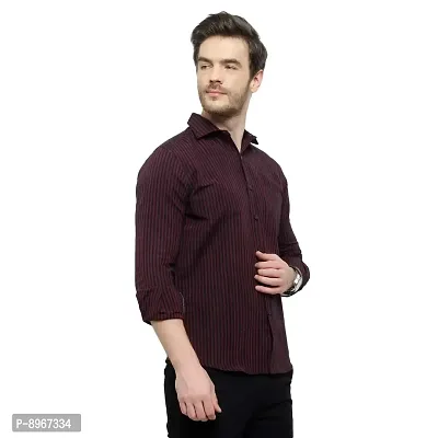 Latest Chikan Men's Striped Regular Fit Full Sleeve Cotton Casual Shirt-thumb4