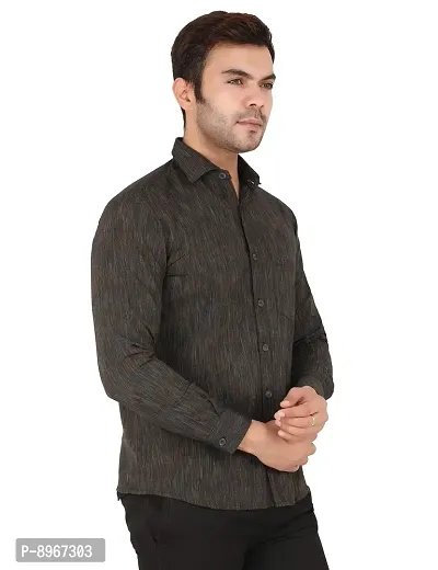 Latest Chikan Men's Textured Regular Fit Full Sleeve Cotton Casual/Formal Shirt-thumb5