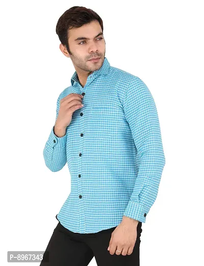 Latest Chikan Men's Checked Regular Fit Full Sleeve Cotton Formal Shirt-thumb3