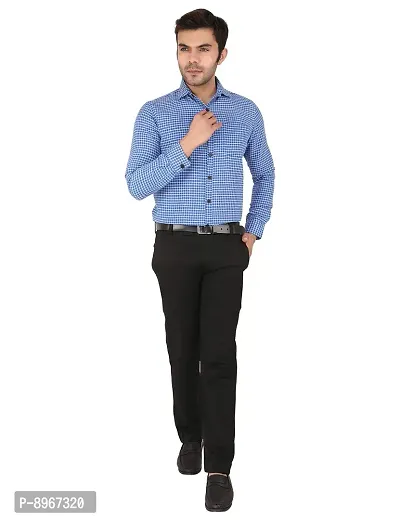 Latest Chikan Men's Checked Regular Fit Full Sleeve Cotton Formal Shirt-thumb0