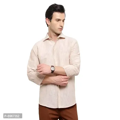 Latest Chikan Men's Textured Regular Fit Full Sleeve Cotton Casual/Formal Shirt (X-Large, Beige-2)