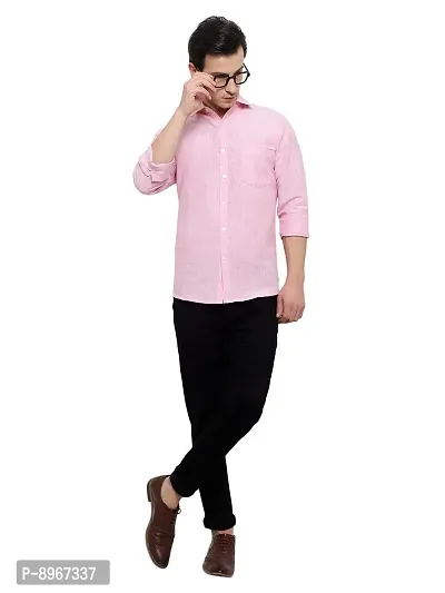 Latest Chikan Men's Textured Regular Fit Full Sleeve Cotton Casual/Formal Shirt (X-Large, Pink)
