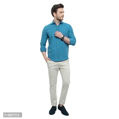 Latest Chikan Men's Striped Regular Fit Full Sleeve Cotton Casual Shirt-thumb4