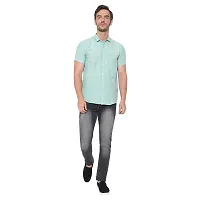 Latest Chikan Men's Cotton Textured Half Sleeves Shirt, Green, 2XL-thumb2