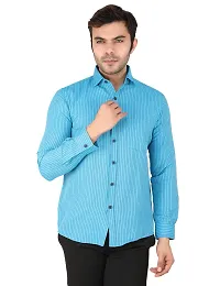 Latest Chikan Men's Striped Regular Fit Full Sleeve Cotton Formal Shirt-thumb1