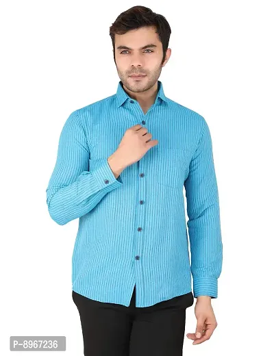 Latest Chikan Men's Striped Regular Fit Full Sleeve Cotton Formal Shirt-thumb2