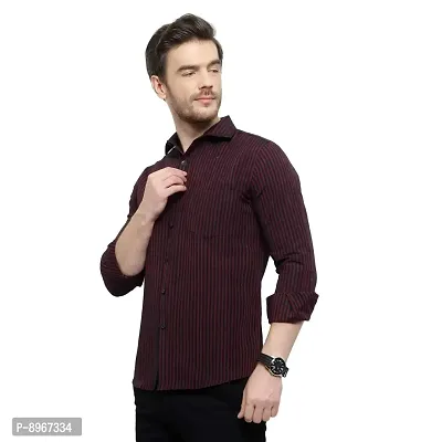 Latest Chikan Men's Striped Regular Fit Full Sleeve Cotton Casual Shirt-thumb3