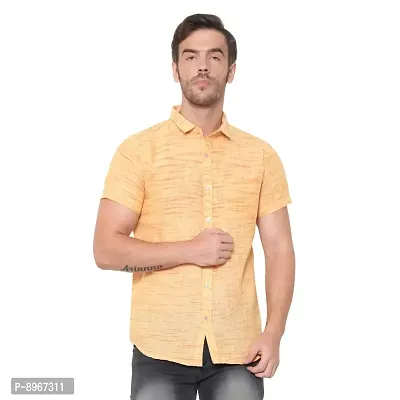 Latest Chikan Men's Cotton Textured Half Sleeves Shirt-thumb0