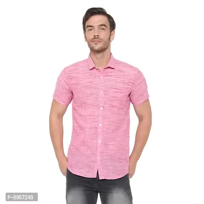 Latest Chikan Men's Cotton Textured Half Sleeves Shirt-thumb0
