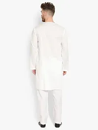Latest Chikan Men's Cotton White Trendy Kurta Pajama Set-thumb4