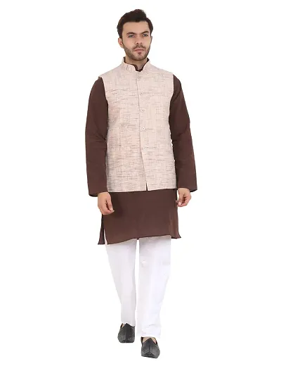 Latest Chikan Men's Regular Kurta, Pajama Jacket Set