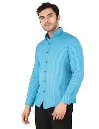 Latest Chikan Men's Striped Regular Fit Full Sleeve Cotton Formal Shirt-thumb3