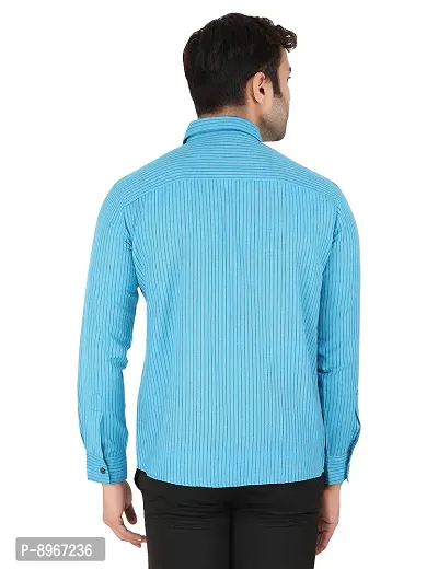 Latest Chikan Men's Striped Regular Fit Full Sleeve Cotton Formal Shirt-thumb5