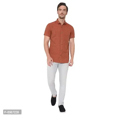 Latest Chikan Men's Cotton Textured Half Sleeves Shirt-thumb3