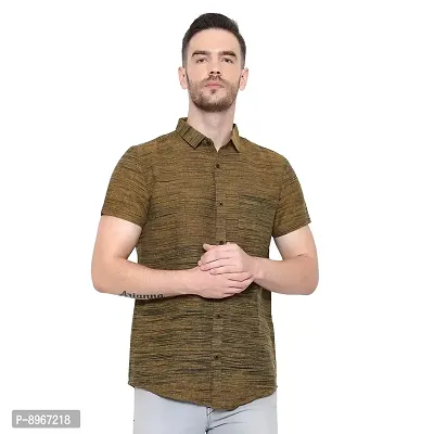 Latest Chikan Men's Cotton Self Design Half Sleeves Shirt-thumb0