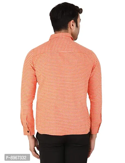 Latest Chikan Men's Checked Regular Fit Full Sleeve Cotton Formal Shirt-thumb5