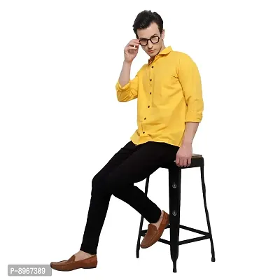 Latest Chikan Men's Solid Regular Fit Full Sleeve Cotton Casual/Formal Shirt-thumb4