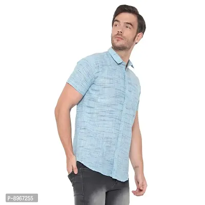 Latest Chikan Men's Cotton Textured Half Sleeves Shirt-thumb2