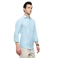 Latest Chikan Men's Textured Regular Fit Full Sleeve Cotton Casual/Formal Shirt (X-Large, Light Blue)-thumb3