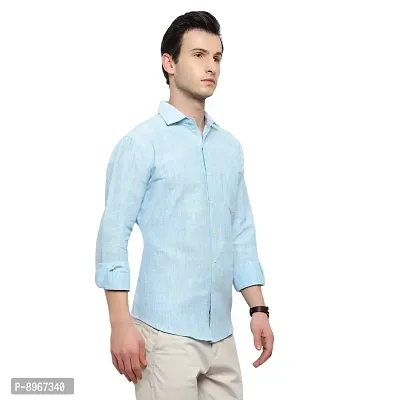 Latest Chikan Men's Textured Regular Fit Full Sleeve Cotton Casual/Formal Shirt (X-Large, Light Blue)-thumb4