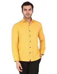 Latest Chikan Men's Striped Regular Fit Full Sleeve Cotton Formal Shirt-thumb1