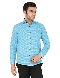 Latest Chikan Men's Checked Regular Fit Full Sleeve Cotton Formal Shirt-thumb1